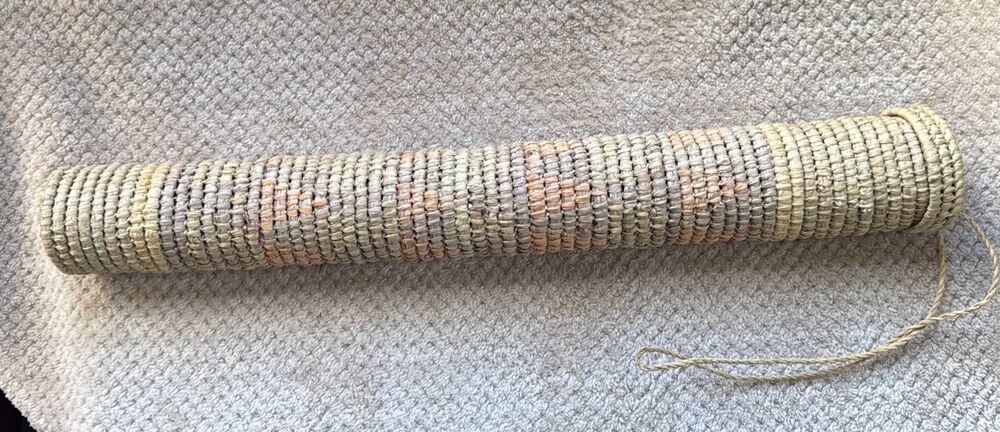 Vintage African or Native Sisal Storage Container Hang Carry 18” Incense Crafts